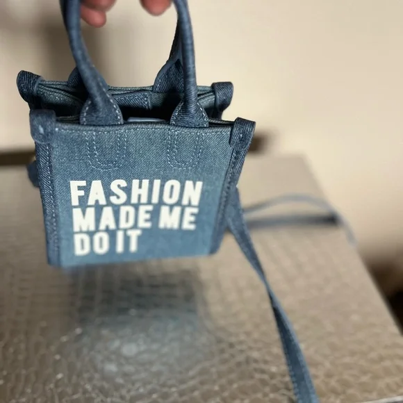 House of Rehab Fashion made me do it Micro shopper Blue Denim Tote Bag - Picture 11 of 16
